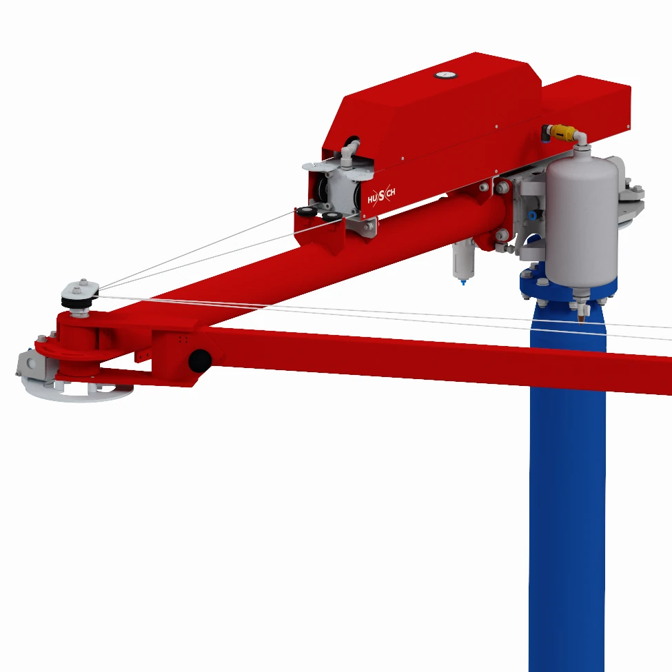 Ein Screenshot aus dem CAD welcher den Knickarm mit Hubeinheit eines HUSCH SEIL Manipulators zeigt